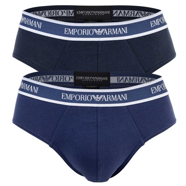 EMPORIO ARMANI Men Slips 2 Pack - Briefs, Underwear, Stretch Cotton Blue M (Medium)