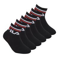 FILA Kids socks, 6-pack - Quarter, logo, stripes, solid color Black 23-26