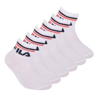 FILA Kinder Socken, 6er Pack - Qaurter, Logo, Streifen, einfarbig Weiß 31-34