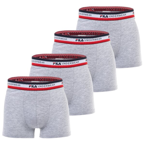 FILA Herren Boxer Shorts, 4er Pack - Logobund, Cotton Stretch, einfarbig