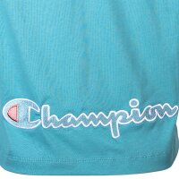 Champion Damen T-Shirt - CML Champion Logo, Baumwolle, Crop Top, Rundhals, Kurzarm, einfarbig Türkis S