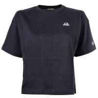 Champion Damen T-Shirt - CML Champion Logo, Baumwolle, Crop Top, Rundhals, Kurzarm, einfarbig Schwarz XS