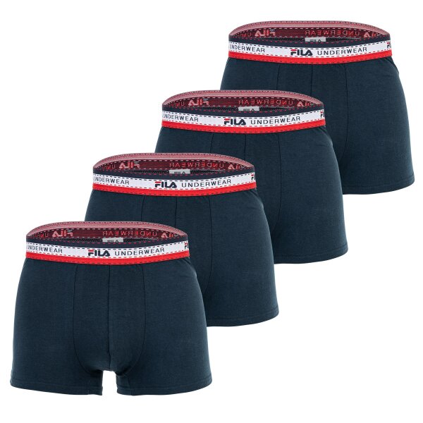 FILA Mens Boxer Shorts, 4-pack - Logo Waistband, cotton stretch, solid color Blue XL (X-Large)