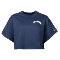 Champion Damen T-Shirt - Crewneck, Crop-Top, Uni, Logo-Print, Kurzarm, Baumwolle