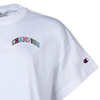 Champion Ladies T-Shirt - Crewneck, Crop Top, Plain, Logo Print, Short Sleeve, Cotton White S (Small)