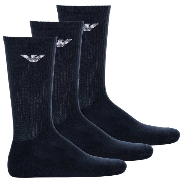 EMPORIO ARMANI Herren Socken, 3er Pack - Sporty Medium Socks, Sportsocken, One Size Blau 39-46