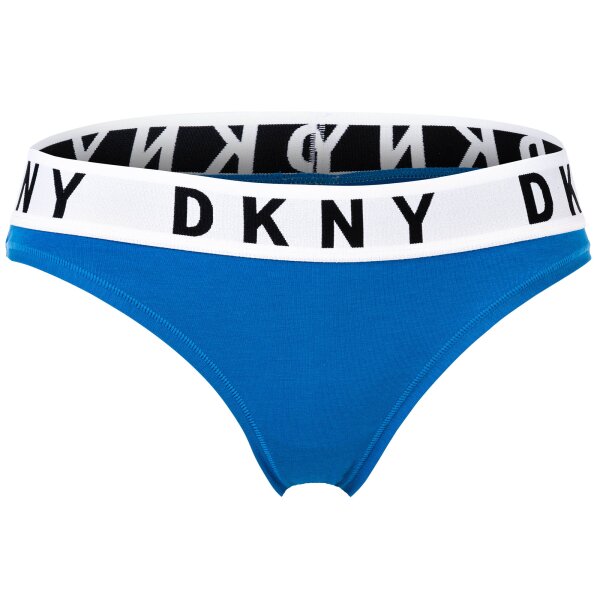 DKNY Damen Slip - Brief, Cotton Modal Stretch, Logobund, einfarbig Blau M