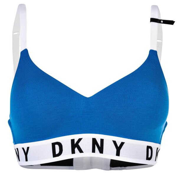 DKNY Women Bustier - Bra, Triangle Bra, Logo, solid Color Blue S (Small)