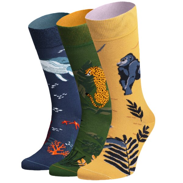 Von Jungfeld 3er Pack Herren Socken - Motivsocken, Geschenkbox, gemischte Farben