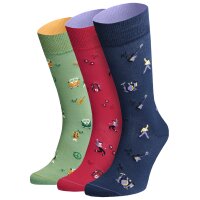 Von Jungfeld 3er Pack Herren Socken - Motivsocken, Geschenkbox, gemischte Farben