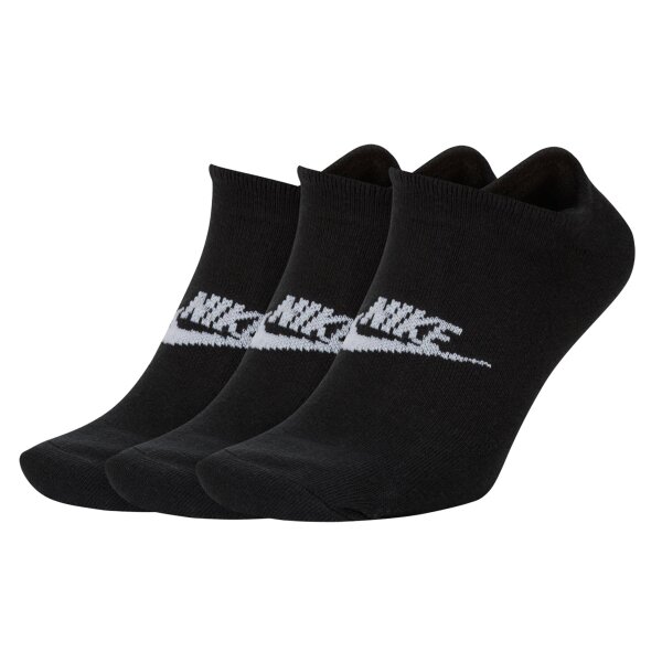 NIKE Unisex 3-Pack Sneaker Sports Socks - Everyday Essential, Logo, uni Black 34-38 (UK 2-5)
