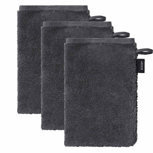 JOOP! Washcloth, pack of 3 - Wash glove, doubleface, terry towelling Dark Grey 16x22cm