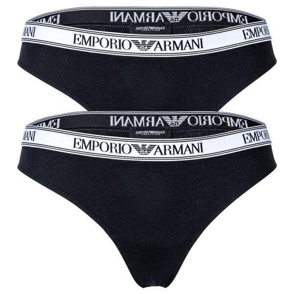 EMPORIO ARMANI Damen Brazilian Briefs, 2er Pack - Slips, Stretch Cotton, einfarbig Schwarz M