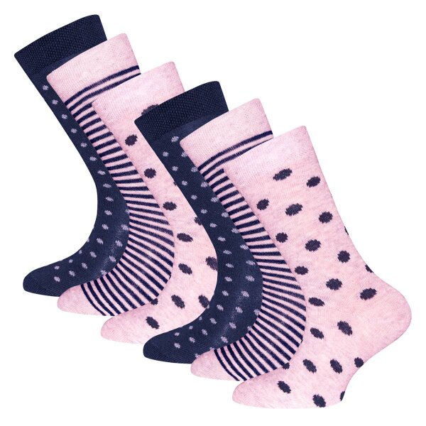 ewers Girls Socks, 6-Pack - Socks, Dots/Ringlet, Cotton