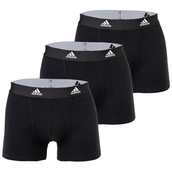 adidas Mens Boxer Shorts, 3-Pack - Trunks, Active Flex Cotton, Logo, plain Black M (Medium)