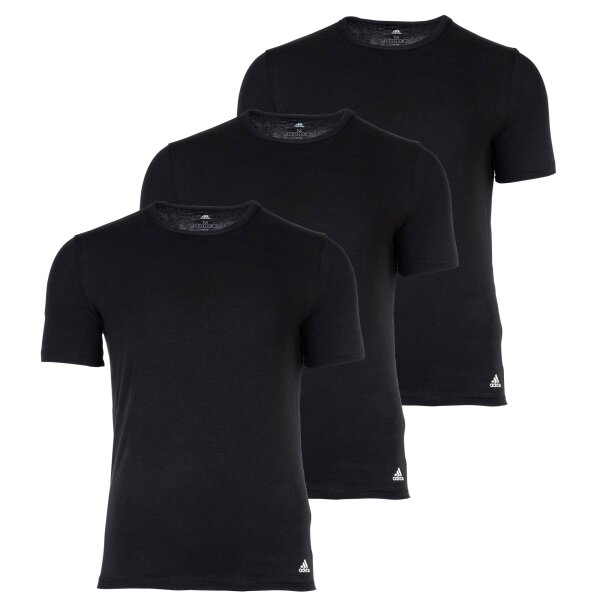 adidas Herren T-Shirt, 3er Pack - Active Core Cotton, Rundhals, Crew Neck, uni Schwarz S