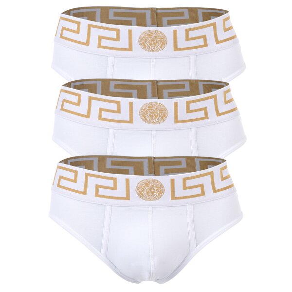 VERSACE Mens Briefs, 3-Pack - TOPEKA, cotton, solid color White M (Medium)