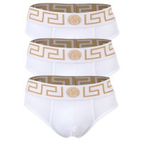 VERSACE Herren Slip, 3er Pack - TOPEKA, Baumwolle, einfarbig Weiß M