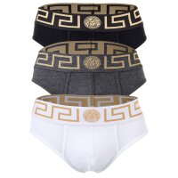 VERSACE Herren Slip, 3er Pack - TOPEKA, Baumwolle, einfarbig Schwarz/Grau/Weiß XL