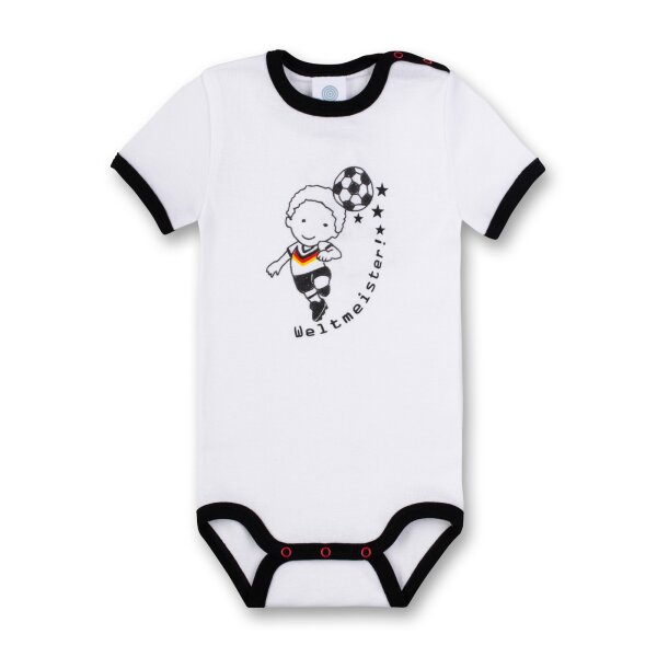 Sanetta Baby Body Short sleeve romper with print ""Weltmeister" - White
