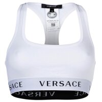 VERSACE Womens Bustier - Underwear, Bralette Bra, Cotton, Logo Waistband, Solid Color White L (Large)