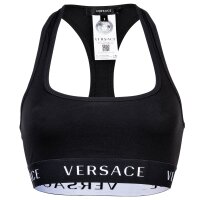 VERSACE Womens Bustier - Underwear, Bralette Bra, Cotton, Logo Waistband, Solid Color Black XL (X-Large)