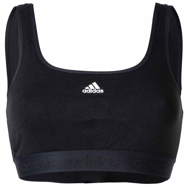 adidas Damen Bustier - Crop Bra, Sport-BH, Smart Cotton Solid, Logo, uni