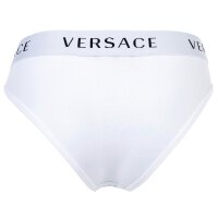 VERSACE Damen Slip - Unterwäsche, Unterhose, Baumwolle, Logobund, einfarbig Weiß M