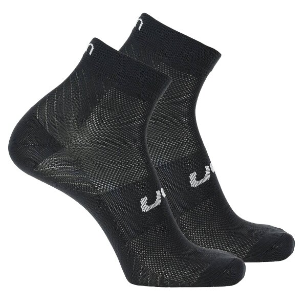 UYN Unisex Quarter Socks, 2-Pack - Essential Low Cut Socks, Logo, solid color. Black 35-38 (2.5-5 UK)