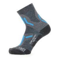UYN Damen Trekking Socken - 2IN Merino Socks, Wandersocken, Merino, Logo Grau/Türkis 39-40