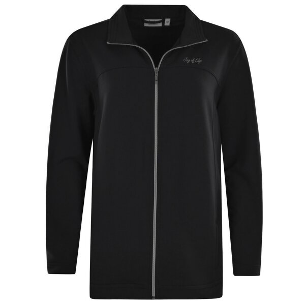 hajo Ladies Homewear Jacket - Leisure, Klima-Komfort, stretch cotton mix, plain Black 2XL (XX-Large)