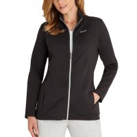 hajo Damen Homewear Jacke - Freizeit, Klima-Komfort, Stretch Cotton-Mix, uni Schwarz 2XL