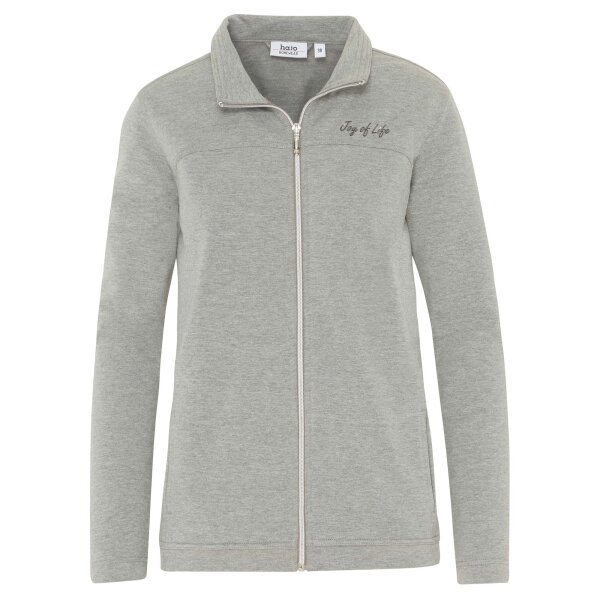 hajo Ladies Homewear Jacket - Leisure, Klima-Komfort, stretch cotton mix, plain Grey 2XL (XX-Large)