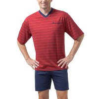 hajo mens pyjama set - shorty, short-sleeved, climate-light, cotton mix Red XL (X-Large)