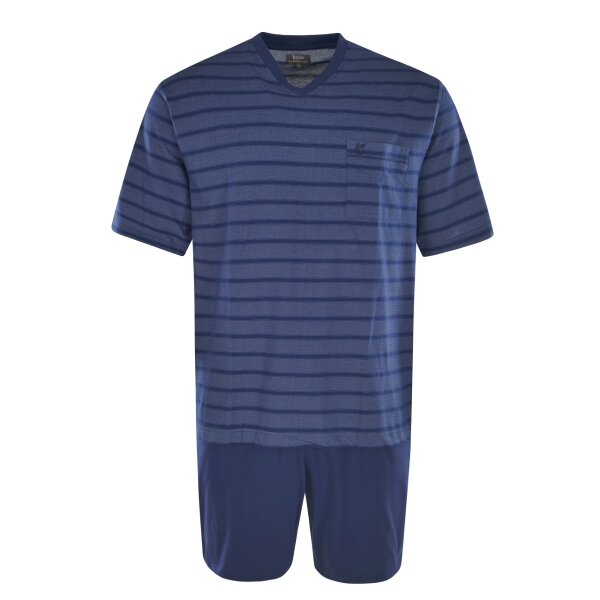 hajo mens pyjama set - shorty, short-sleeved, climate-light, cotton mix Blue 5XL (5X-Large)