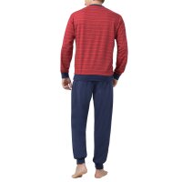 hajo mens pyjama set - long, cuffs, V-neck, climate-light, cotton mix Red 5XL (5X-Large)