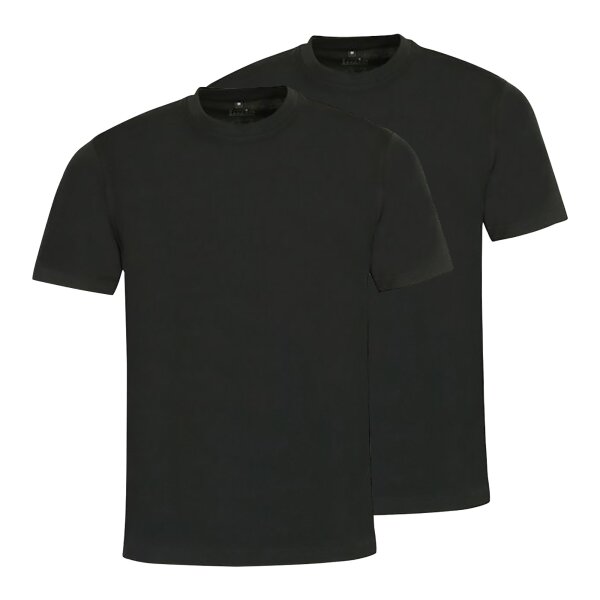 hajo mens T-shirt, 2-pack - Basic, short-sleeved, round neck, cotton, uni Black S (Small)