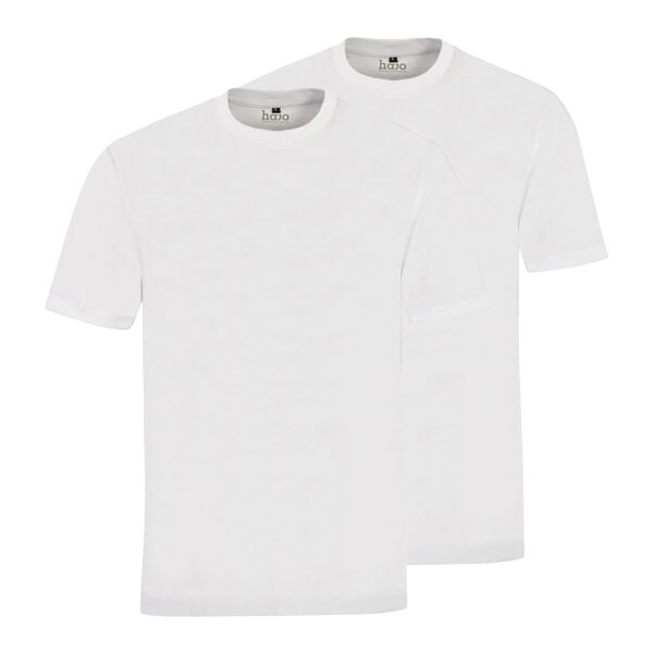 hajo Herren T-Shirt, 2er Pack - Basic, Kurzarm, Rundhals, Baumwolle, uni Weiß 5XL