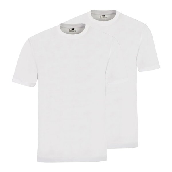 hajo Herren T-Shirt, 2er Pack - Basic, Kurzarm, Rundhals, Baumwolle, uni Weiß 6XL