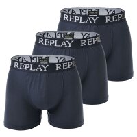 REPLAY Herren Boxershorts, 3er Pack - Unterhosen, Baumwolle, Logo, einfarbig