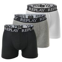 REPLAY Mens Boxer Shorts, 3-pack - Underpants, Cotton, Logo, solid color  M (Medium)