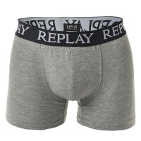 REPLAY Herren Boxershorts, 3er Pack - Unterhosen, Baumwolle, Logo, einfarbig Schwarz/Grau/Weiß L