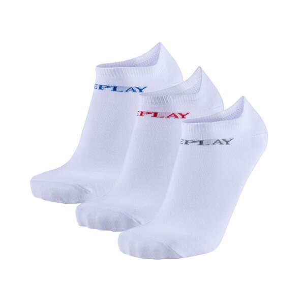 REPLAY Unisex Sneaker Socks, 3-Pack - Short Socks, Cotton, Logo, solid color, short White 43-46