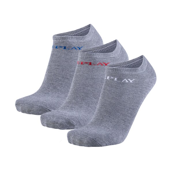 REPLAY Unisex Sneaker Socken, 3er Pack - Kurzsocken, Baumwolle, Logo, einfarbig, kurz Grau 43-46