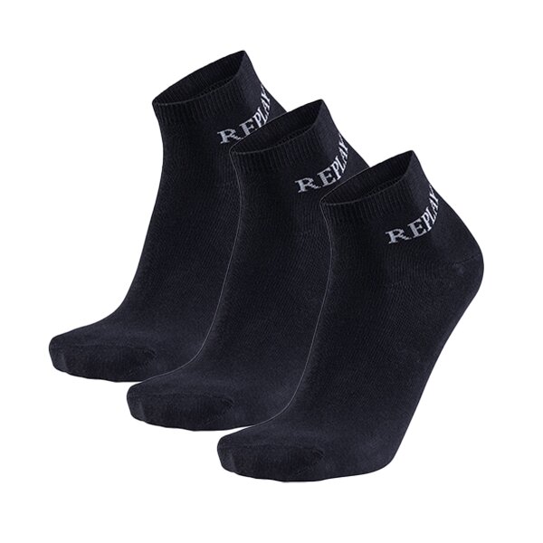 REPLAY Unisex Quarter Socken, 3er Pack - Kurzsocken, Baumwolle, Logo, einfarbig