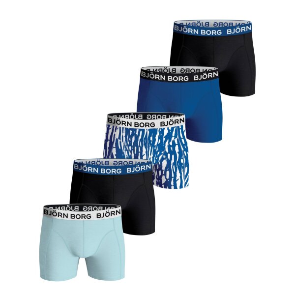 BJÖRN BORG Mens Boxer Shorts, 5-Pack - Essential Boxer, Underpants, Cotton, Logo Waistband, Solid Color