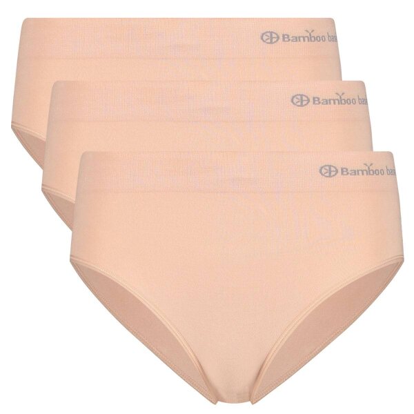 Bamboo basics Damen Slips, 3er Pack - BELLE seamless full briefs, Jersey, Logo Nude S