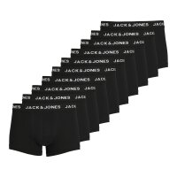 JACK&JONES Herren Boxer Shorts, 10er Pack - JACSOLID, Trunks, Baumwoll-Stretch, Logo einfarbig Schwarz S