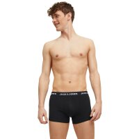JACK&JONES Herren Boxer Shorts, 10er Pack - JACSOLID, Trunks, Baumwoll-Stretch, Logo einfarbig Schwarz S