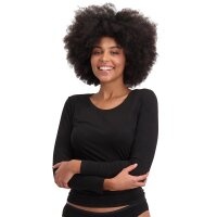 Bamboo basics Damen T-Shirt, 2er Pack - LARA Longsleeve, Unterhemd, Rundhals, uni Schwarz S